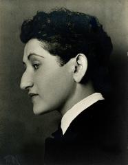 photo of head of woman with short hair